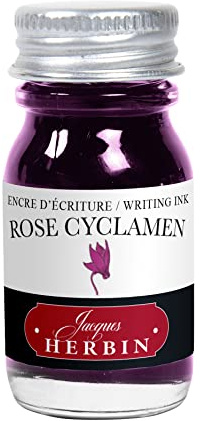 Jacques Herbin 11566T - Writing and drawing ink - Fountain pens and rollerball pens - Rose Cyclamen/ Cyclamen pink - 10 ml - Made in France - Calligraphy
