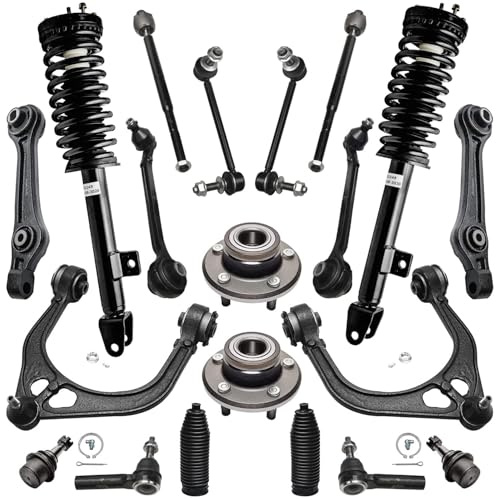 Detroit Axle - 20pc Front End Suspension Kit for RWD 05-10 Chrysler 300, 06-10 Dodge Charger, 05-08 Magnum, Lower & Upper Control Arms w/Ball Joints Wheel Bearings Hubs Suspension Kit Replacement