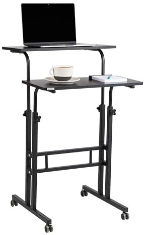 Mind Reader Stehpult, höhenverstellbar, Computertisch, Laptop-Schreibtisch, tragbar, rollbar, 59,7 cm L x 49,5 cm B x 99,1 cm H, Schwarz