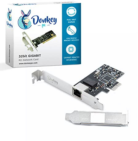 Donkey PC - 1 GB GIGABIT PCI Express netzwerkkarte mit bis zu 1000 Mbit/s mit Realtek RTL8111C Hochleistungs-Chipsatz und Low-Profile-Bracket. Netzwerkkarte pci Express