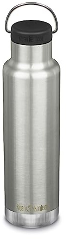 Klean Kanteen Aislamiento clásico de 20 onzas (con tapa de bucle) de acero inoxidable cepillado