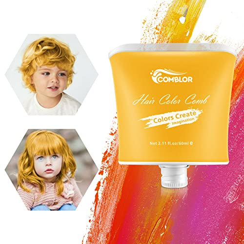 Craie Cheveux Coloration Or Temporaire Cheveux Enfant, Comblor Peigne de Teinture Hair Dye Pour Fille Garçon et Femme, Semi-Permanente Mascara Crème Colorant Teinture Hair Dye Pour Cheveux Foncés