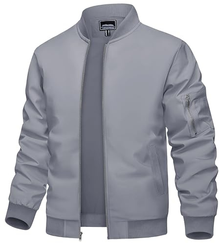 TACVASEN Men's Lightweight Jacket Casual Bomber Jacket Windbreaker Coat