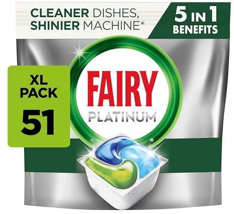 Fairy Platinum All-In-1 Dishwasher Tablets - 51 Pods, Original, Powerful Cleaning Action