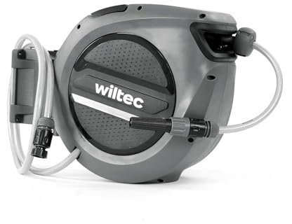 XPOtool Schlauchbox mit Aufroll-Automatik 15m Wasserschlauch zur Wandmontage für Gartenbewässerung