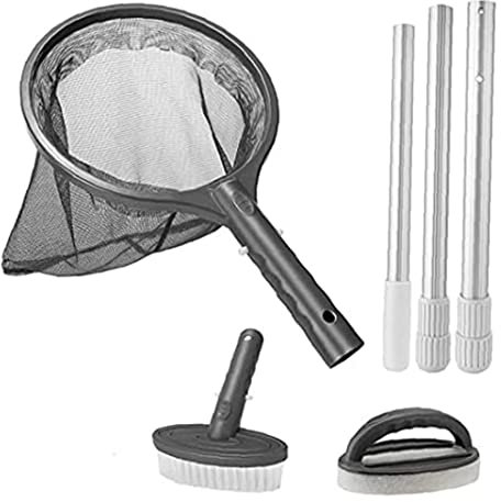 Koanhinn Juego de limpieza de piscinas, accesorios para , red de piscina, set de fijación con red de hojas, para limpieza de piscinas, y spas