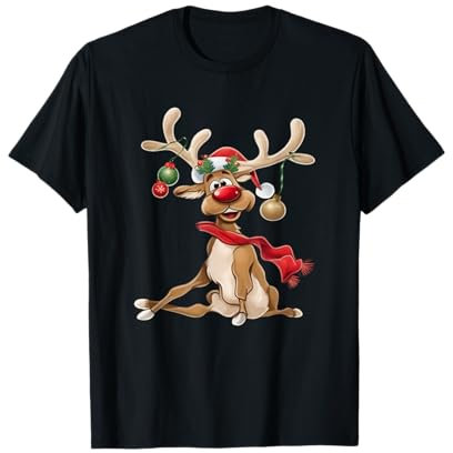 Weihnachten T-Shirt Damen Geschenke für Ihn Lustiges Rentier T-Shirt