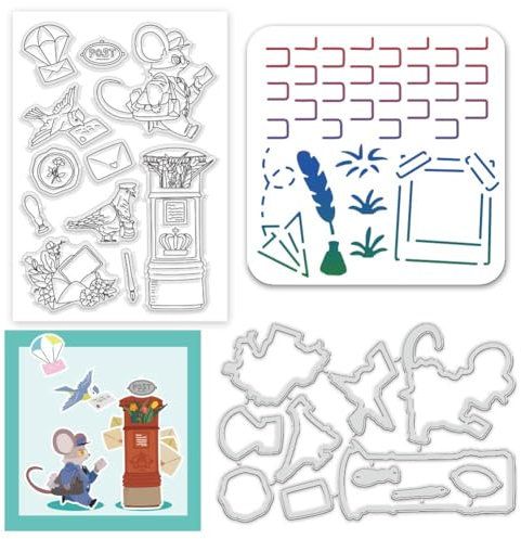 BEUNITONE Tauben-Stempelschablonen- Und Stanz-Sets Briefkastenstempel Gestanzt Für Die Kartengestaltung Fotorahmen-Schablone Posten Sie Transparente Stempel Stanzformen Für Scrapbooking