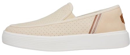 HEYDUDE Womens Sunapee Craft Linen Shoes, Perf Leather Pink, 9