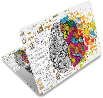 Laptop Decal Sticker Skin Cover, 11.6”12 13 13.3 14 15 15.4 15.6 Universal Laptop Netbook Vinyl Skin Sticker Cover Art Notebook Reusable Protector (2 Wrist Pad Included), White Brains