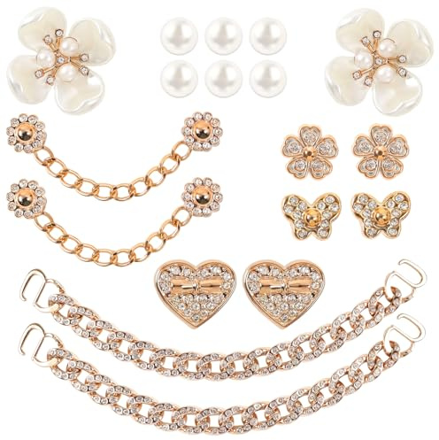 WAQYGZO Bling Shoe Charms Bling Chain Shoes Charms Accessories for Women Pearl Flower Clog Shoes Decoration Crystal Rhinestone Shoe Charm Cute Decor for Party Birthday Gifts