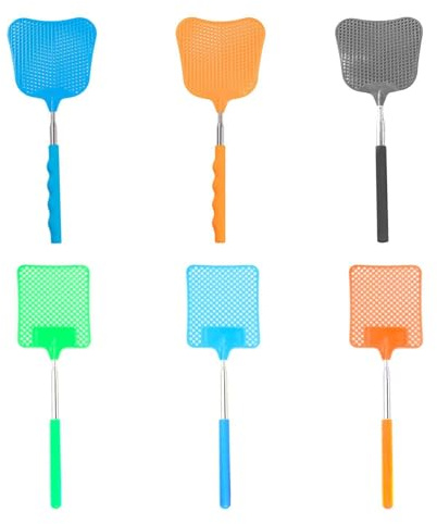 CWPFVQA Tapette À Mouche 6 Pièces, Tapette À Mouche Colorée en Forme D'Éventail, Tapette À Mouche Colorée À Main, Tapette À Mouche Rétractable, Les Tiques