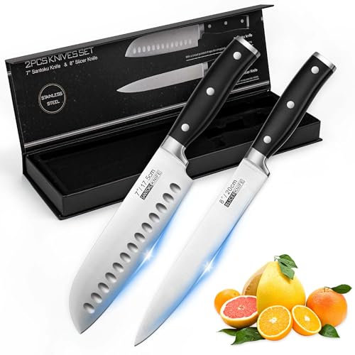 Professional 2-Piece Chef's Knife Set, Premium High Carbon Stainless Steel Kitchen Knives, Knives Sets with Ergonomic Handle, Knife Set for Kitchen,Cooking Knives, with Gift Box