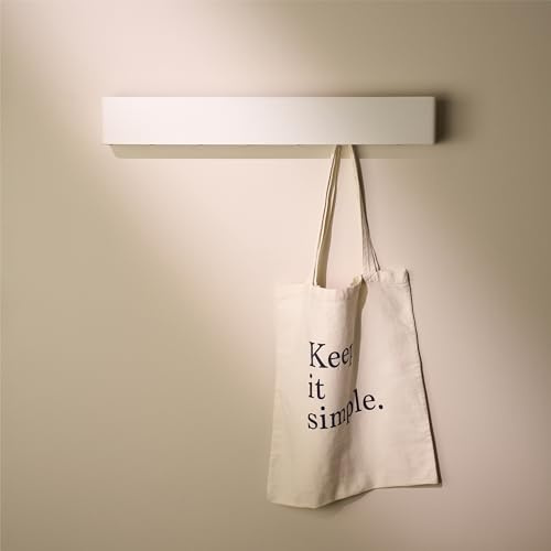 Design Amburgo Appendiabiti da parete design I Attaccapanni da muro I Appendiabiti ingresso I Accessori d'ingresso da parete I Appendi abiti per muro con ganci nascosti in metallo | Bianco 57 cm