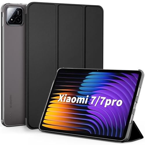 EasyAcc Hülle für Xiaomi Mi Pad 7/ Mi Pad 7 Pro (11.2 Zoll, Modell 2025, 7. Generation), Ultra Dünn Transluzent Matt Rückseite Abdeckung, Schwarz