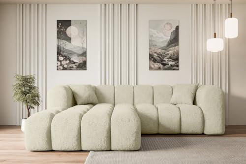 ALTDECOR Ecksofa in L-Form Corner Sofa Bett Eckcouch Couch Wohnlandschaft Cauchsofa Olea-L1-231x173x74 cm Beige