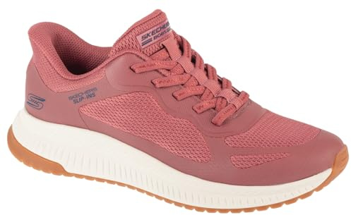 Skechers Women's Bobs Squad 4 Staple Look Slip-On Sneakers, Rose Mesh, 2.5 UK