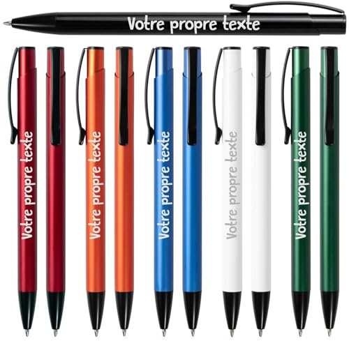 DECORS concept - 12x Stylo Personnalisé de Haute Qualité - Stylo personnalisable avec gravure, Idéal pour cadeau invites mariage, Communions, Cadeaux d'Entreprise ou Gadget Publicitaire