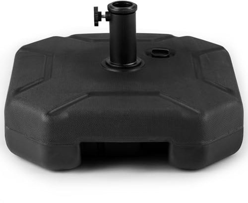 COSTWAY Pied de Parasol Lourd pour Parasol φ38/48 mm, Support Parasol en HDPE Rempli de 40 kg Sable & Eau/30 kg Sable/17,5 kg Eau, Poignée de Transport, pour Jardin Piscine Terasse (44 × 44 × 25 cm)