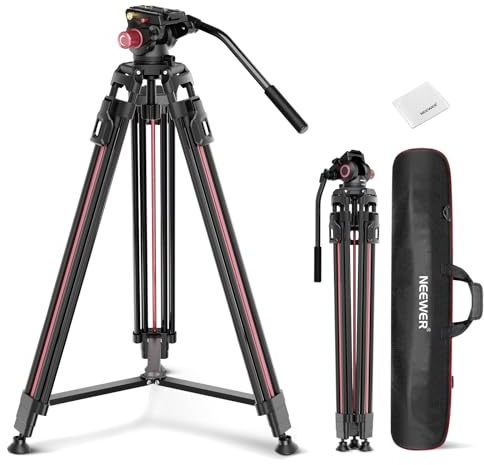 NEEWER LL38 2m Trépied pour Caméra Vidéo avec Tête Fluide et Chiffon de Nettoyage,Support Robuste en Métal avec Plateau à Dégagement Rapide,Compatible avec Canon Nikon et Sony,Charge Maximale 8kg.