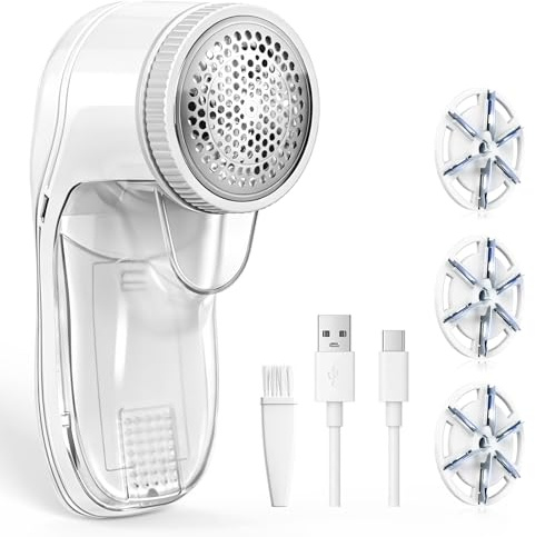 Quitapelusas Electrico, Quita Pelusas para Ropa con 3 Cuchillas & USB, Rápido Portátil Quita Bolas de la Ropa Recargable Maquina Quitar Bolitas Ropa Quitapelusas Ropa para Sueter/Abrigo de Lana/Manta