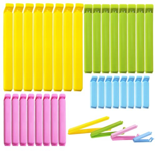 YINKIGI 32 Pcs Bag Clips for Food Storage, Reusable Plastic Food Bag Clips