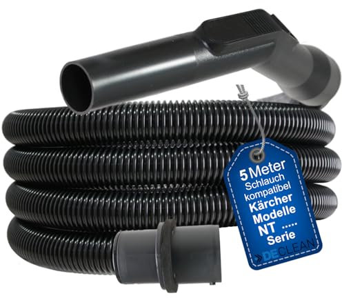 DeClean 5 Meter Saugschlauch Schlauch kompatibel mit Kärcher Staubsauger NT 14/1,NT 25/1,NT 27/1,NT 35/1,NT 40/1, NT 45/1,NT 48/1,NT 55/1,NT 65/2, NT 301,NT 351,NT 360,NT 361, NT 362,NT 501, NT 551