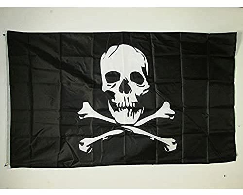 AZ FLAG - Drapeau Pirate tête de mort et os - 150x90 cm - Polyester léger - Drapeau Corsaire Avec Oeillets Métalliques Intégrés - 80g