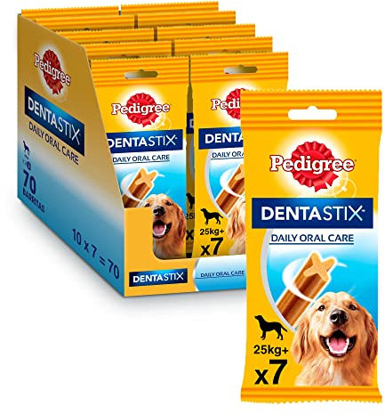 Pedigree Dentastix Mundhygiene für große Hunde, 10 Packungen à 7 Stück