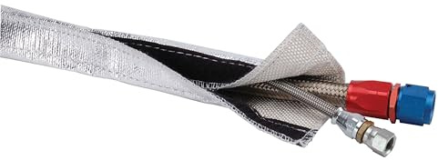 Design Engineering Heat Shroud™ – 1/2 – 3/4 I.D. x 3 ft Aluminized Line Sleeving | High-Temperature Protection | Hook & Loop Closure