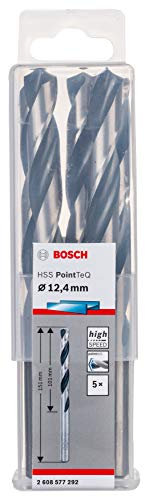 Bosch Professional 5-Piece PointTeQ HSS Twist Drill Bit (for Metal, 12.4 x 101 x 151 mm, Drill Driver Accessories)