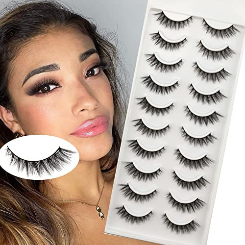 Obeya Ciglia Finte Naturali 10 Paia, 5 Ciglia di Visone Misto Stile Ciglia Finte Soffici 3D Fatte a Mano al 100%, Folte Ciglia Naturali Ciglia Lunghe Morbide e Riutilizzabili per il Trucco 09