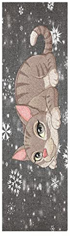 Mnsruu Tier Katzen Kätzchen Schwarz Skateboard Griffband Sandpapier Griptape Rutschfestes Blasenfrei Blatt 1 Stück Longboard Aufkleber Scooter 22,9 x 83,8 cm