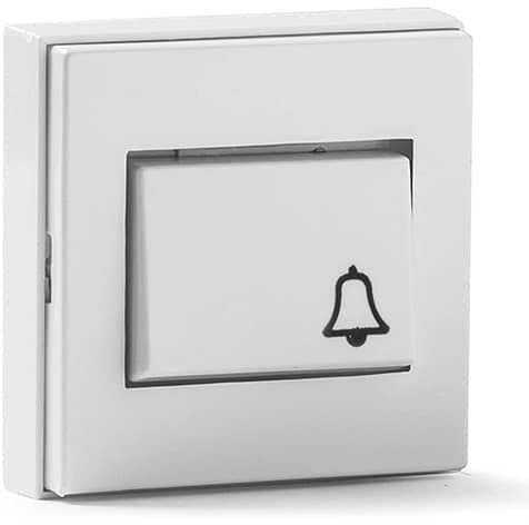 CABLEPELADO Pulsador timbre superficie, Interruptor y botón campana superficie, 10A 250V, 65 x 65 mm, Blanco