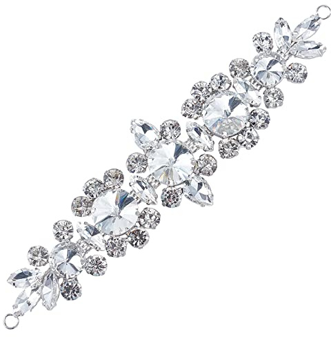 FINGERINSPIRE Applique con strass di cristallo per la decorazione della cintura del vestito con cristalli d'argento e strass perline applique per abito da sposa, abito da sposa, copricapo, scarpe
