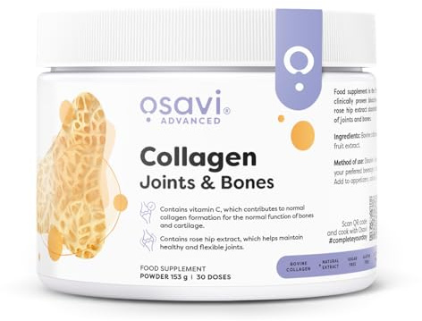 Osavi Collagen Joints & Bones – 153 g Pulver | FORTIBONE® Kollagenpeptide & Hagebuttenextrakt für Gelenkbeweglichkeit, Knochengesundheit, Knochendichte, Flexibilität & Kollagenbildung mit Vitamin C