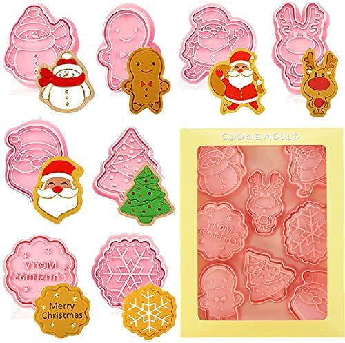 Ventdest 8-teiliges Weihnachtsstil Keksausstecher Set, Plätzchenausstecher, Ausstechformen für Kekse und Fondant, Kinder Backen Zubehör