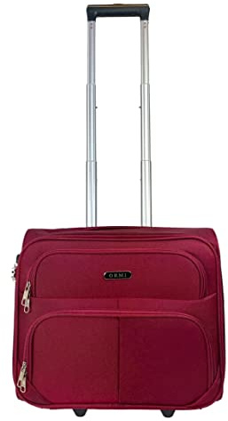 Maleta Trolley Equipaje de Mano Comercial piloto Medico Maletin con Ruedas y con 4 Compartimientos Color Rojo Granate