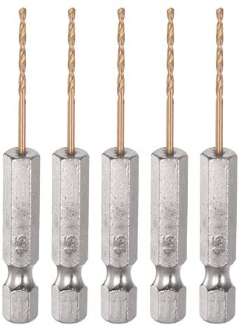 sourcing map 5Stk 1/4 Sechskant Schaft Bohrung Bits 1.5mm Titanium Bohrung Bits Set M35 Hoch Geschwindigkeit Stahl Drehbohrer 62mm Lang Vollständig Erdung für Holz Edelstahl Metall Plastik