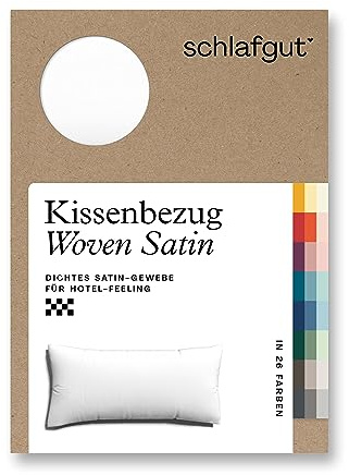 schlafgut Woven Satin Kissenbezug 40 x 80 cm Full-White Uni in Premium Hotelqualität, Kopfkissenbezug einzeln mit 100% weicher Baumwolle