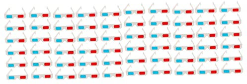 Housoutil 60 Piezas Gafas 3D de Papel Gafas niño Gafas D cartón Gafas Cine D Gafas 3D Cian Rojo Gafas Rojas anteojos Gafas 3D anaglifo Vasos de Papel Desechable Video cartulina Lentes