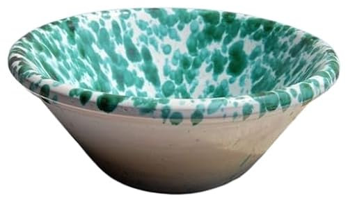 Catino gocciolato verde ramina in ceramica cm 9 x h 4