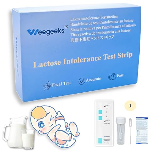 WEEGEEKS Test de l'intégrité du lactose Bandelette de test de l'activité de la lactase - Fiable, rapide et facile à utiliser Outil de diagnostic à domicile. Convient à divers groupes de personnes (1)