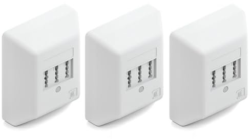 deleyCON 3 Stück Telefondose TAE NF/F Anschlussdose NFF 2X Telefonanschluss + 1x Nebenstelle Fax Anrufbeantworter Modem NTBA DSL-Splitter Weiß