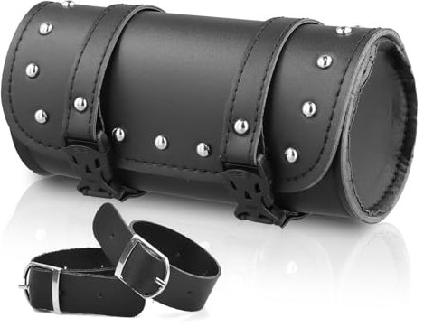 dentedeleao Motorbike Saddle Bags - Universal Tail Bag for Most Motorcycles, Pu Leather, Black