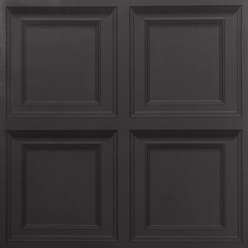 Snewvie 3D Wood Effect Wallpaper Wooden Panel Frame Realistic Textured Retro Embossed Black Tartan Wallpaper for Living Room Feature Wall Bedroom,Black