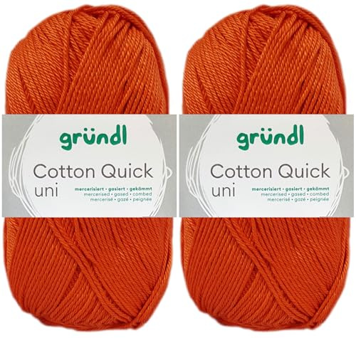 2x50 Gramm Gründl Cotton Quick Häkelgarn aus 100% Baumwolle 119 Orange