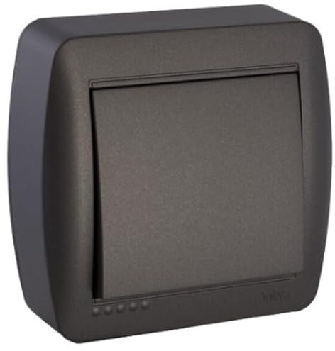 Conmutador de superficie grafito, serie mural, sistema de activación rápida, ideal para controlar luces y electrodomésticos.