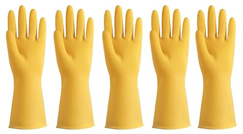 SXTYYH Réutilisables épais Gants en Caoutchouc 5 Paires Gants Menage Gants De Cuisine for La Vaisselle Gants De Nettoyage Gants Vaisselle(5 Pairs_XL)