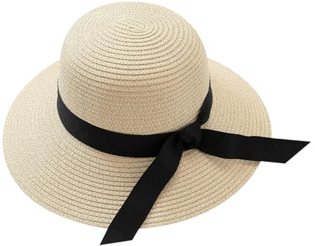 MLPKOI Donna Protezione del Sole Cappelli, Cappello Pieghevole, Cappello da Sole per Spiaggia all'Aperto 56-58 cm, Pieghevole e Compatto per Viaggi Estivi, Donna Pieghevole Cappelli Estivo